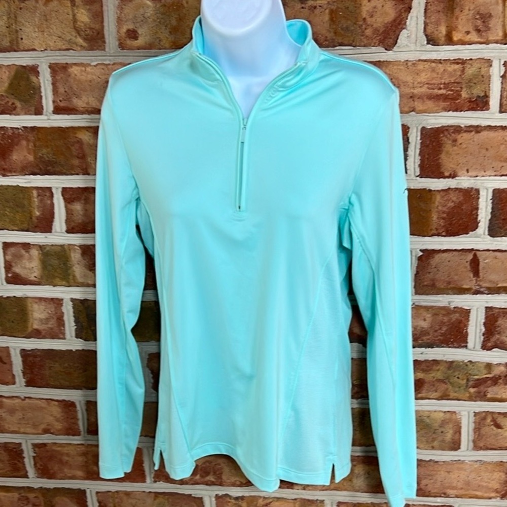 Peter Millar SP Spanish Peaks golf Women's Aqua Long Sleeve 1/4 zip UPF50 Top S